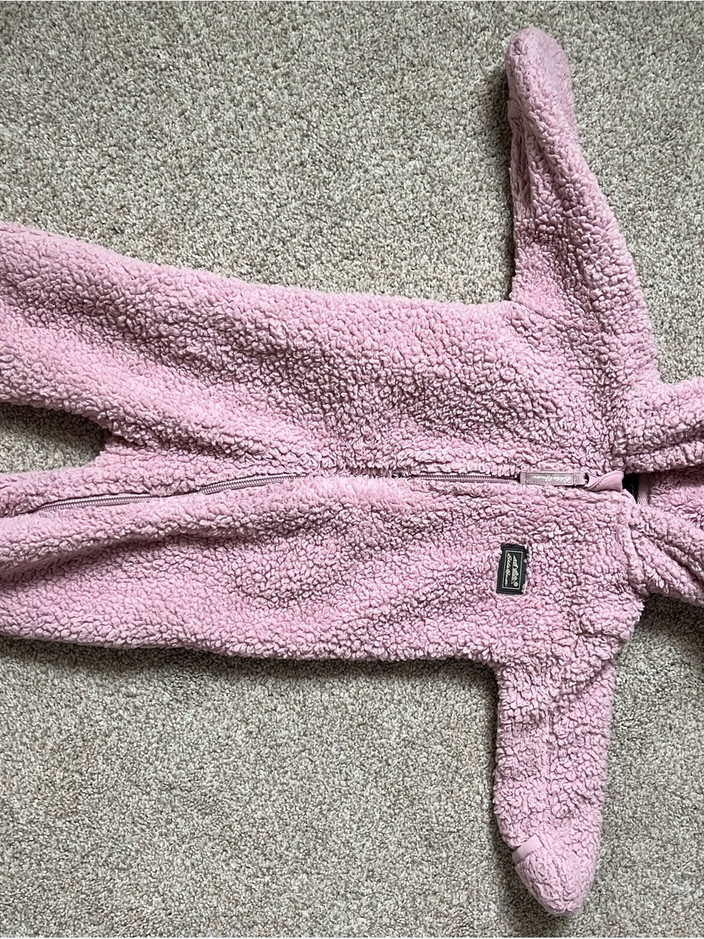 Eddie Bauer Plush Pink Sherpa Hooded One-Piece Footie